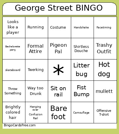 George Street Bingo Card
