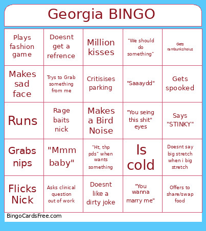 Georgias Bingo Card