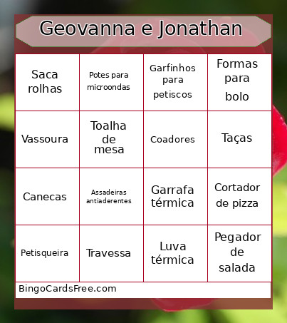 Geovanna E Jonathan Bingo Card