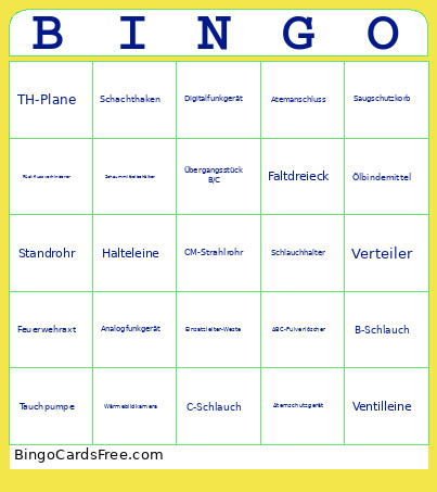 Geräte- Bingo Card