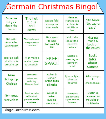 Germain Christmas ! Bingo Card