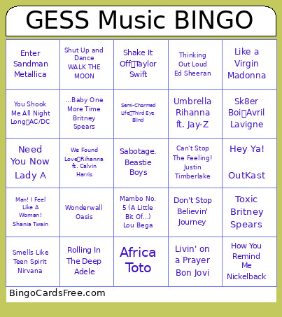 GESS Music 2025 Bingo Card