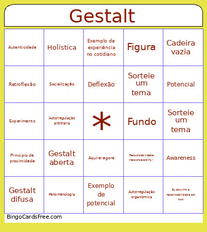 Gestalt Bingo Card