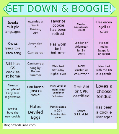 GET DOWN & BOOGIE! Bingo Card