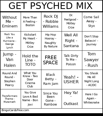 GET PSYCHED MIX Bingo Card