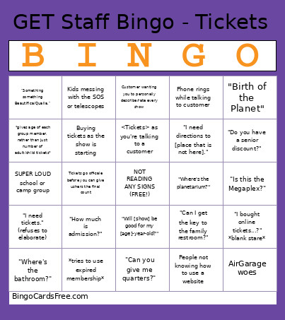 GET Staff - Tickets Bingo Card