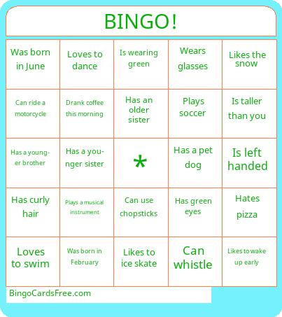 Get to Know Bingo! Cards Free Pdf Printable Game, Title: BINGO!