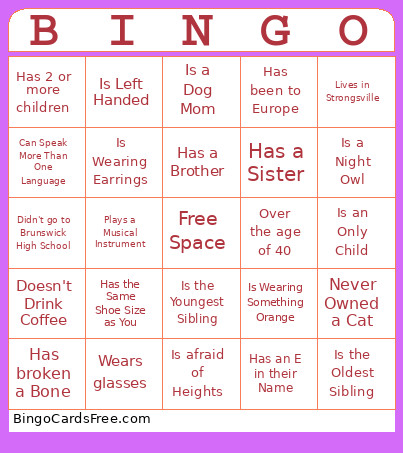 Get To Know The Ladies Bingo Card