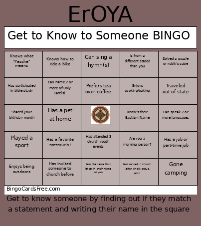 Get To Know To Someone Bingo Card