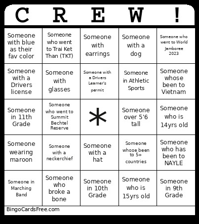 Get To Know You Bingo Card