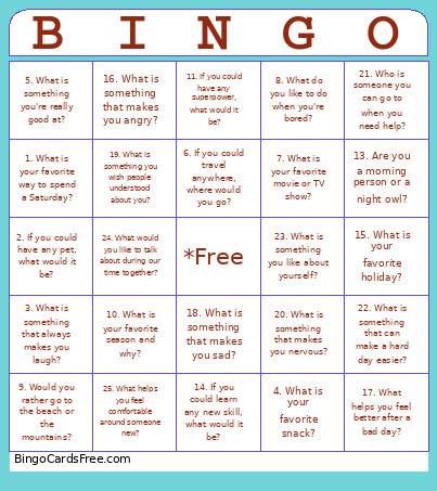 Get To Know You Bingo Card