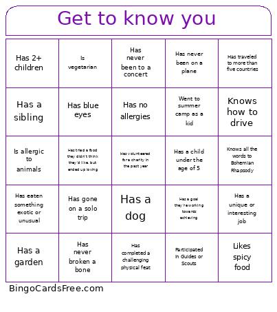Get to know you bingo