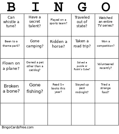Get To Know You Bingo Card