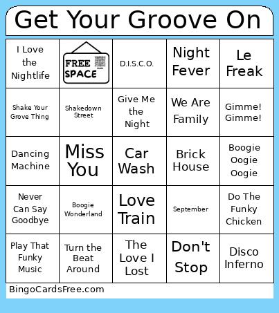 Get Your Groove On Bingo Card