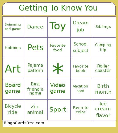 Getting To Know You Bingo Cards Free Pdf Printable Game, Title: Getting To Know You