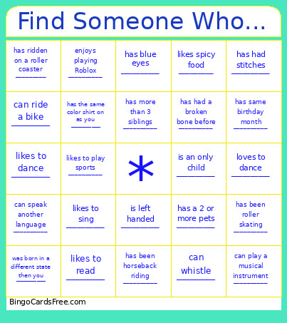 Getting To Know You Bingo Card 2