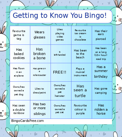 Getting To Know You ! Bingo Card
