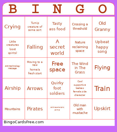 Ghibli Bingo Card