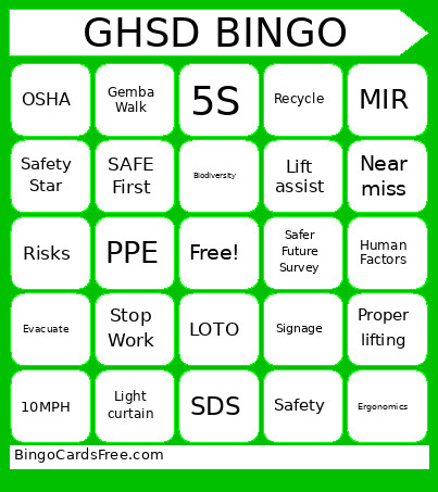 GHSD Bingo Card