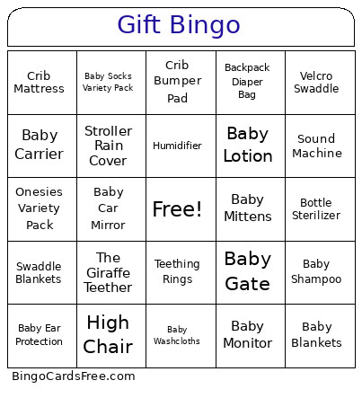 Gift Bingo Card