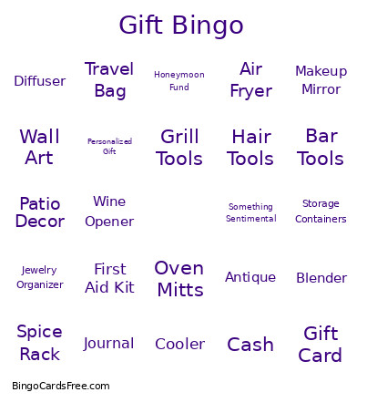 Gift Bingo Card