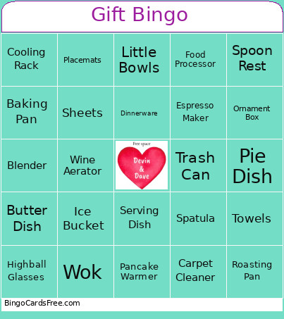 Gift Bingo Card