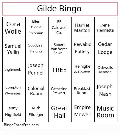 Gilde Bingo Cards Free Pdf Printable Game, Title: Gilde Bingo