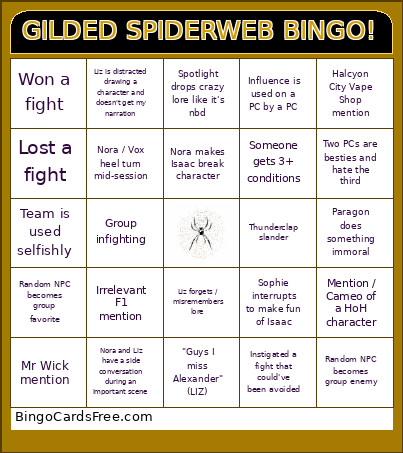 GILDED SPIDERWEB ! Bingo Card