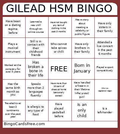GILEAD HSM BINGO