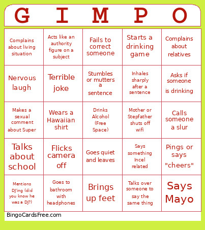 Gimpo Bingo Card