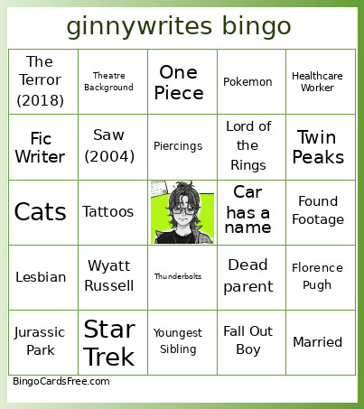 Ginnywrites Bingo Card