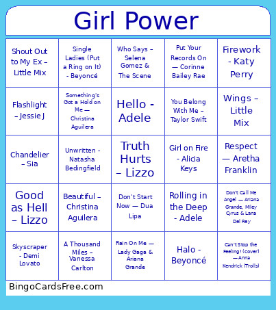 Girl Power Bingo Card