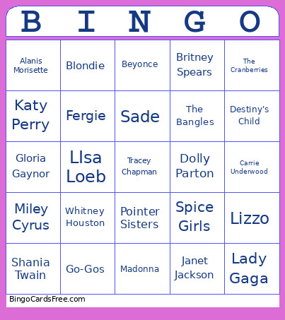 Girl Power Bingo Card