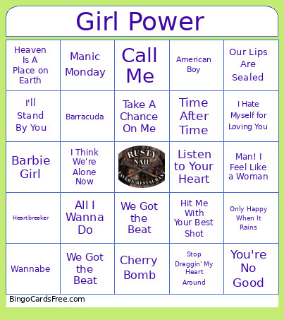 Girl Power Bingo Card