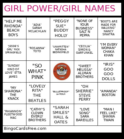 GIRL POWER/GIRL NAMES Bingo Card