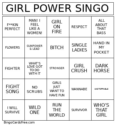 GIRL POWER SINGO Bingo Card