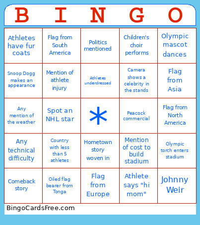 Girls Bingo Card