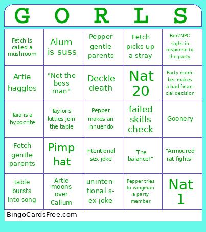 Girls Bingo