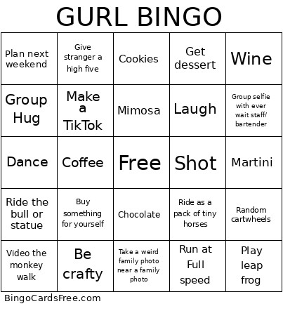 Girls Getaway Bingo Card