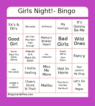 Girls Night!- Bingo Card