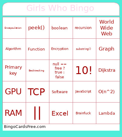 Girls Who Bingo Card