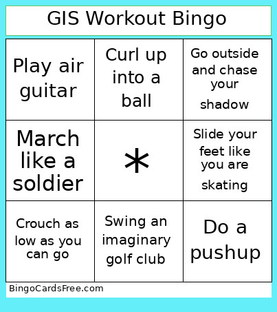GIS Workout Bingo Card