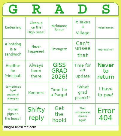 GISS Grad 2026 Bingo Card