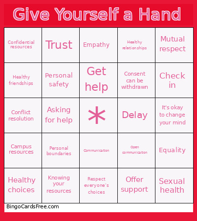 Give Yourself A Hand Bingo Card
