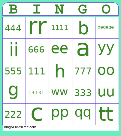 Glamour Bingo Card