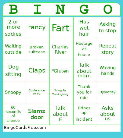 GLASSY Bingo Card