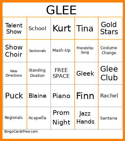 GLEEeee Bingo Card