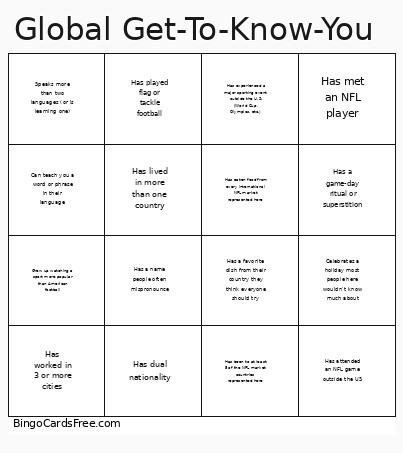 Global Get-To-Know-You Bingo Card