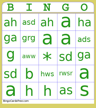 Glorp Bingo Card