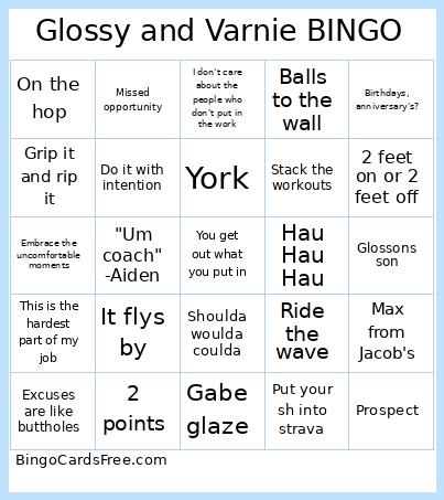 Glosson And Varnas Bingo Card